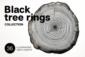 Black tree rings collection, a Decorative Illustration by Handmadefont