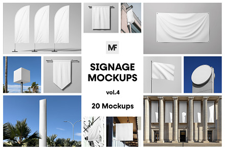 Signage Mockups vol.4 - Flag Mockups, an Advertising Mockup by MockupForest