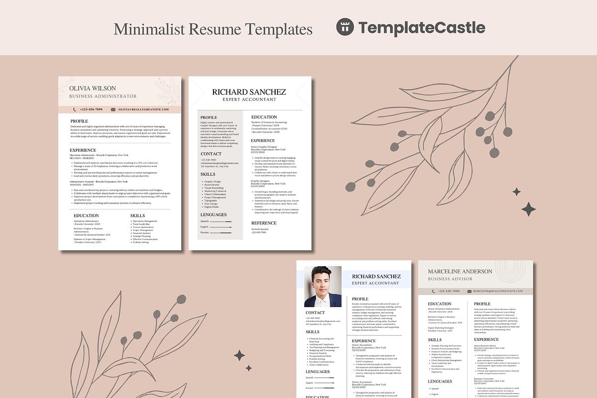 Minimalist Resume Templates Canva, a Templates & Theme by TemplateCastleStore (Photo 2 of 9)