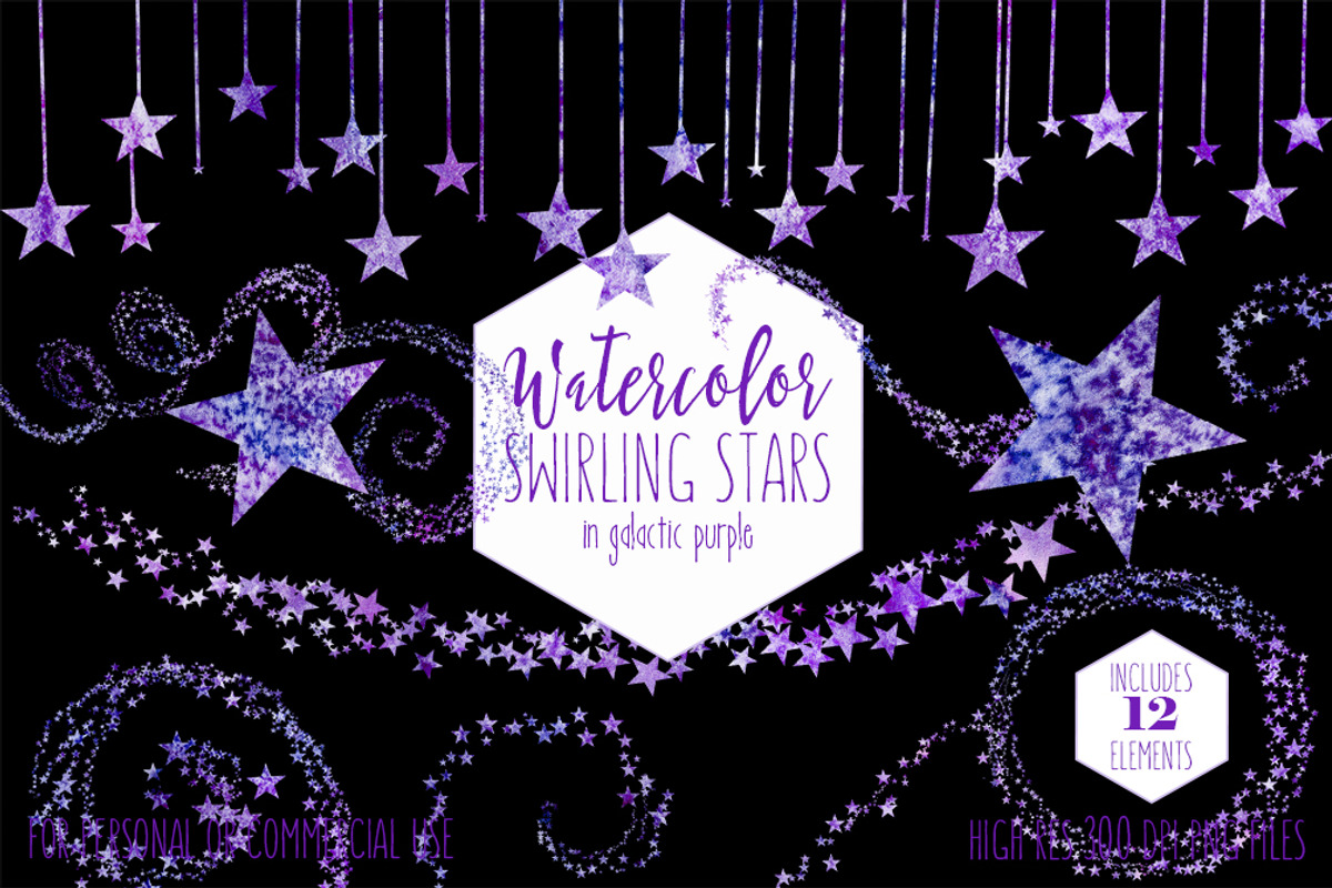 Galactic Purple Stars Clipart Set, a Texture Illustration by ClipartBrat Graphics (Photo 2 of 4)