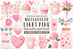 Light Pink Valentine Clipart Set, an Illustration by Sublimation Artist