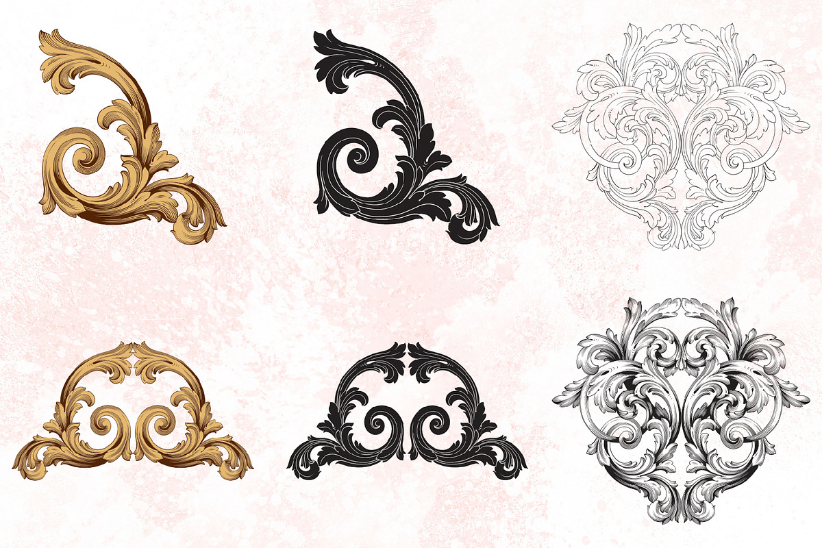 Vector Baroque Ornament elements, a Decorative Illustration by Samira (Photo 5 of 11)