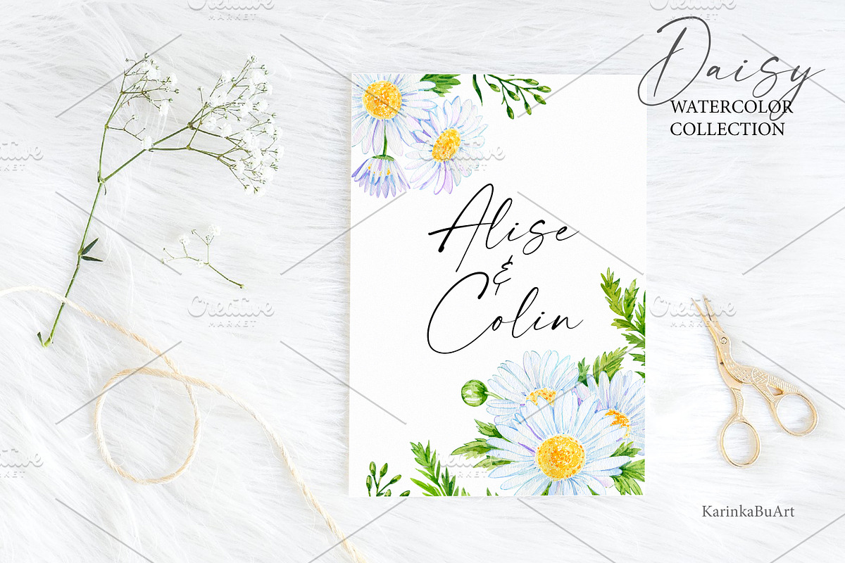 Watercolor Daisy flower clipart 20, an Object Graphic by KarinkaBU (Photo 2 of 5)