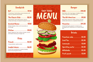 Fast food menu template. Restaurant, a Food Illustration by YummyBuum