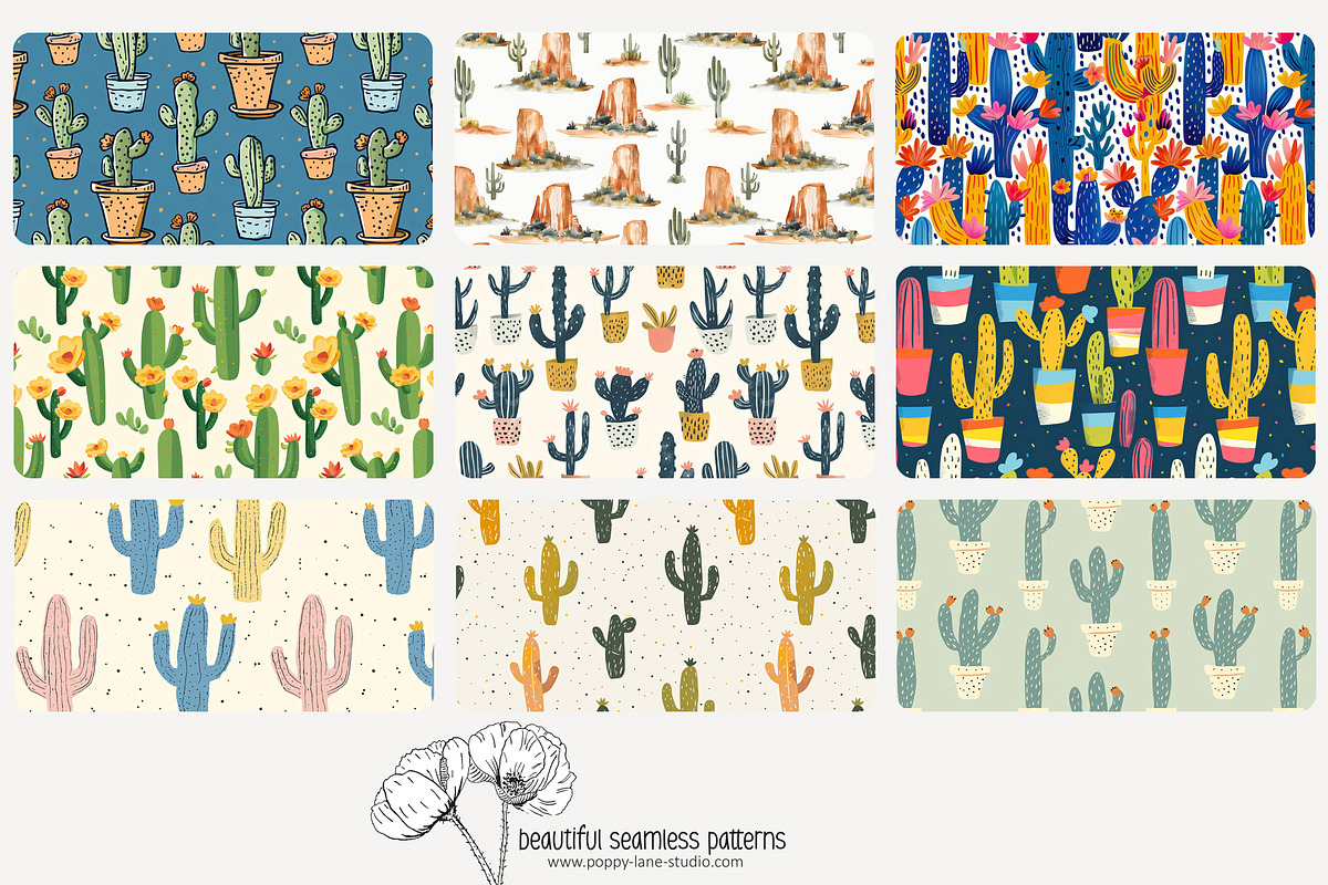 70 cactus seamless pattern, a Pattern Graphic by Poppy Lane Studio (Photo 7 of 10)