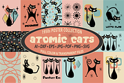Atomic Cat Posters, Mid Century, an Animal Illustration by Blynn Pippen (Thumbnail 1 of 9)
