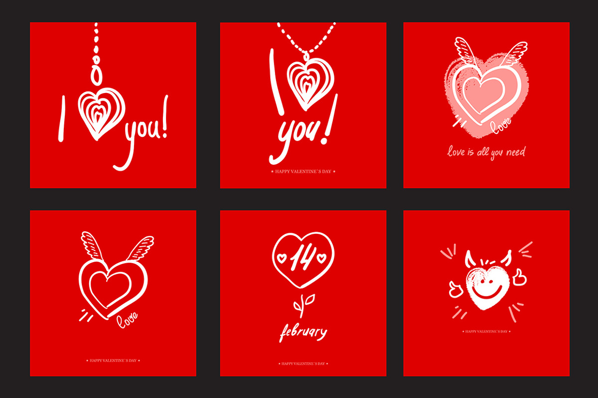 Valentine`s Day Greeting Cards, an Illustration by GalaStudio (Photo 5 of 5)