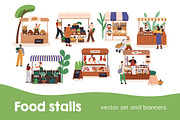 Farmers market stalls set + banners, a Food Illustration by Good Studio (Thumbnail 1 of 11)