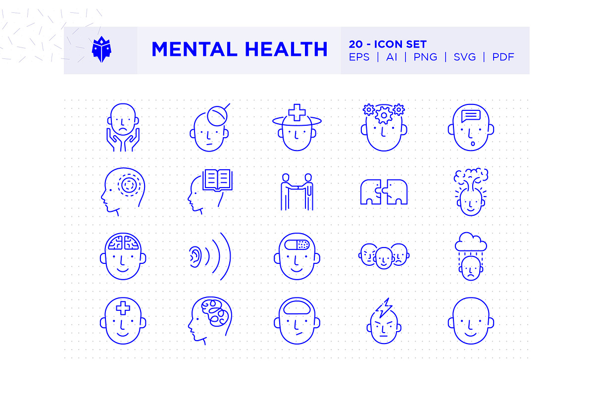 Mental Health Icon Set, an Outline Icon by Pathlord (Photo 2 of 6)