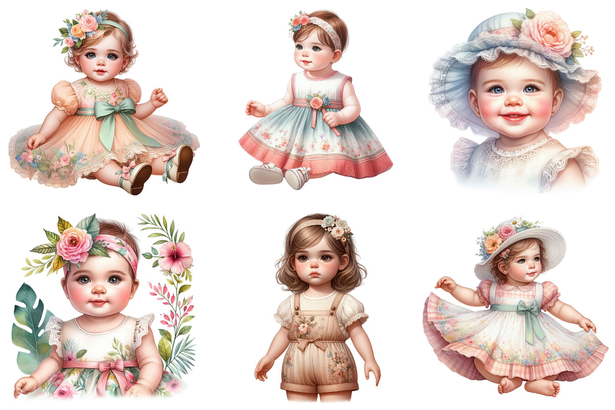 Summer Cute Baby Girl Clipart Bundle, a Graphic by CitraGraphics (Photo 4 of 4)