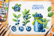Watercolor blueberry, a Decorative Illustration by AlexGreenArt (Thumbnail 1 of 3)