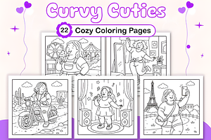 Curvy Cuties Cozy Coloring Pages, a Decorative Illustration by Design Station
