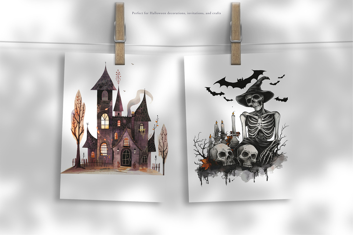 watercolor halloween clipart set, a Decorative Illustration by Patishop Art (Photo 6 of 6)