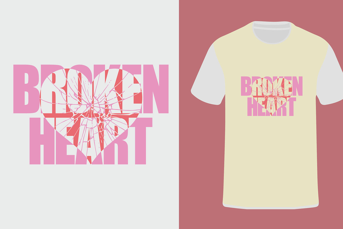 Broken Heart T Shirt Design, a Print Template by Active Designers (Photo 2 of 6)