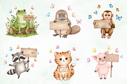 Watercolor Animal Holding A Sign Png, an Illustration by Creative Art (Thumbnail 6 of 10)