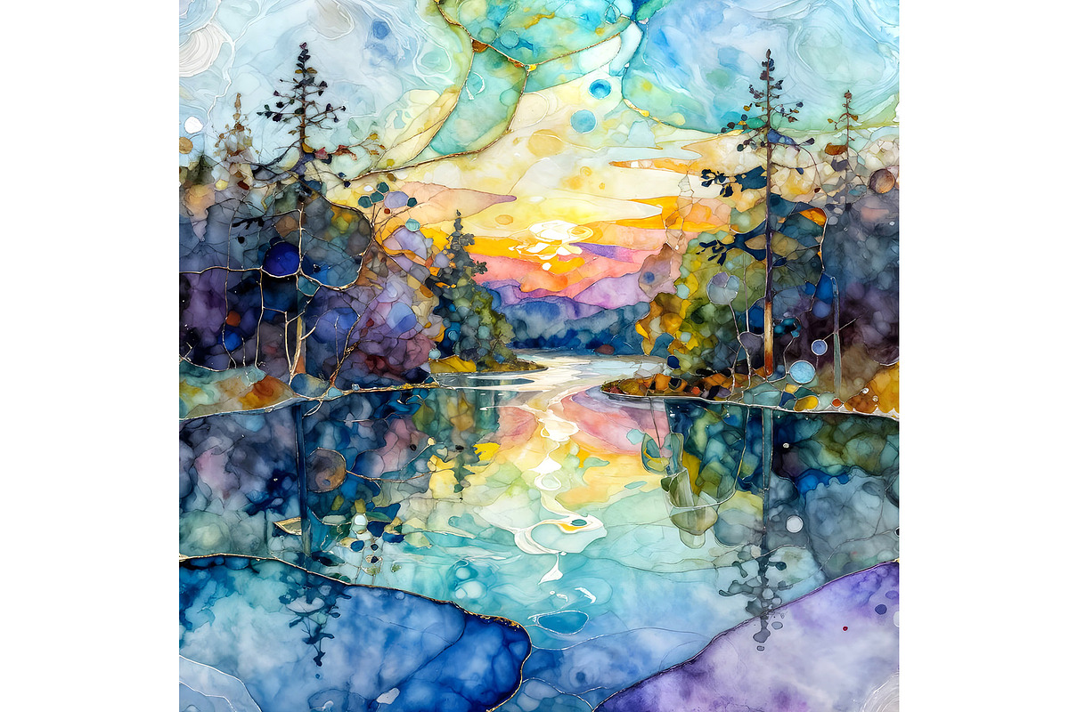 Liquid Ink Landscape, a Decorative Illustration by Sharon Schwalbe (Photo 3 of 6)