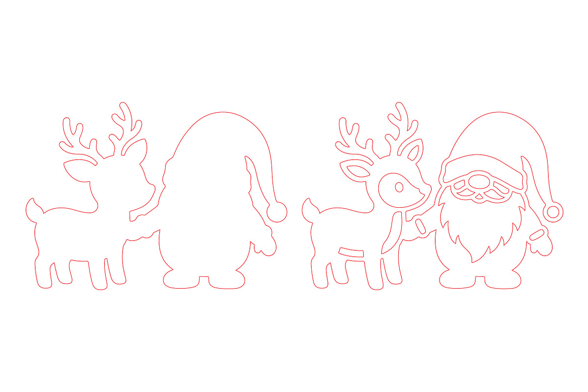 Santa Reindeer Christmas Laser Cut, a Seasonal Illustration by CraftArtStudio (Photo 3 of 3)