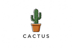 Potted Cactus Logo, a Branding & Logo Template by Logocreative