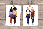 Best Friends Clipart, Soul Sisters, a Person Illustration by ArtedeCatrin (Thumbnail 7 of 10)