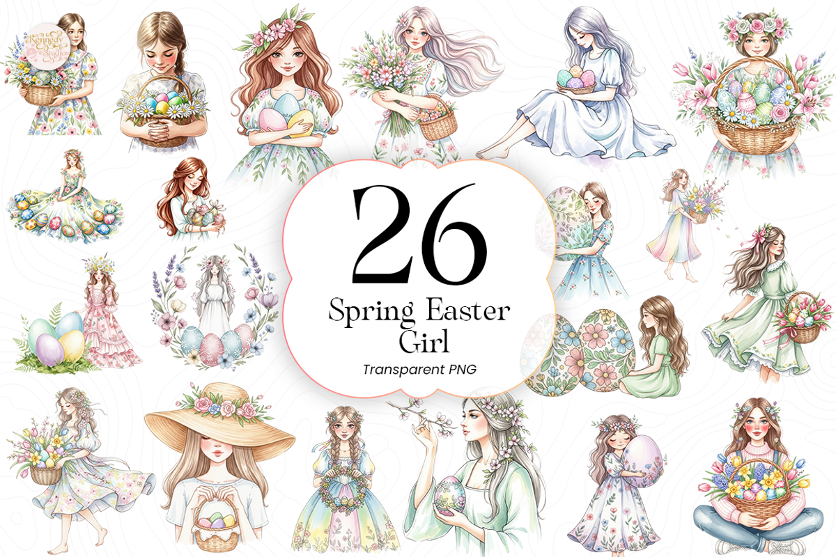 Spring Easter Girl PNG Clipart Cute., a Person Illustration by KennedyStudio (Photo 1 of 5)