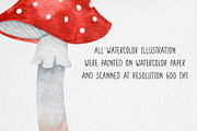 Watercolor Red Mushrooms Clipart, an Illustration by MilanaDesignShop (Thumbnail 5 of 5)