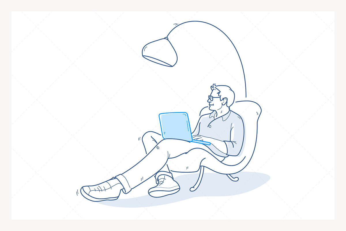 Lounge Laptop Work Man Relaxed Lamp, a Graphic by PixelBender (Photo 1 of 5)