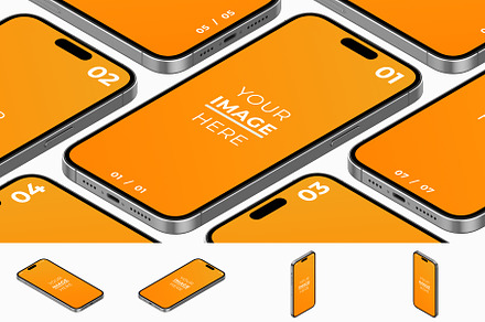 Isometric iPhone 14 Pro Mockup Pack