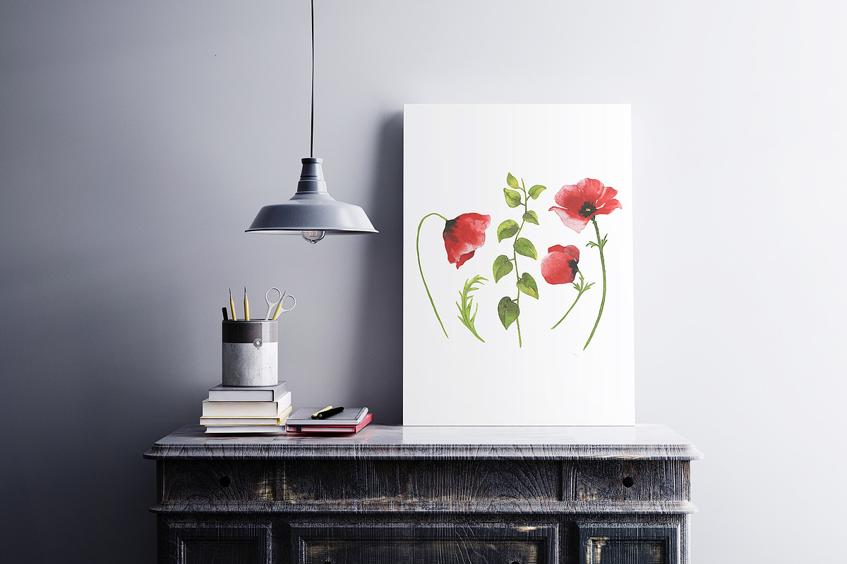 Poppy flowers. Watercolor collection, a Decorative Illustration by Maria's little shop (Photo 6 of 8)