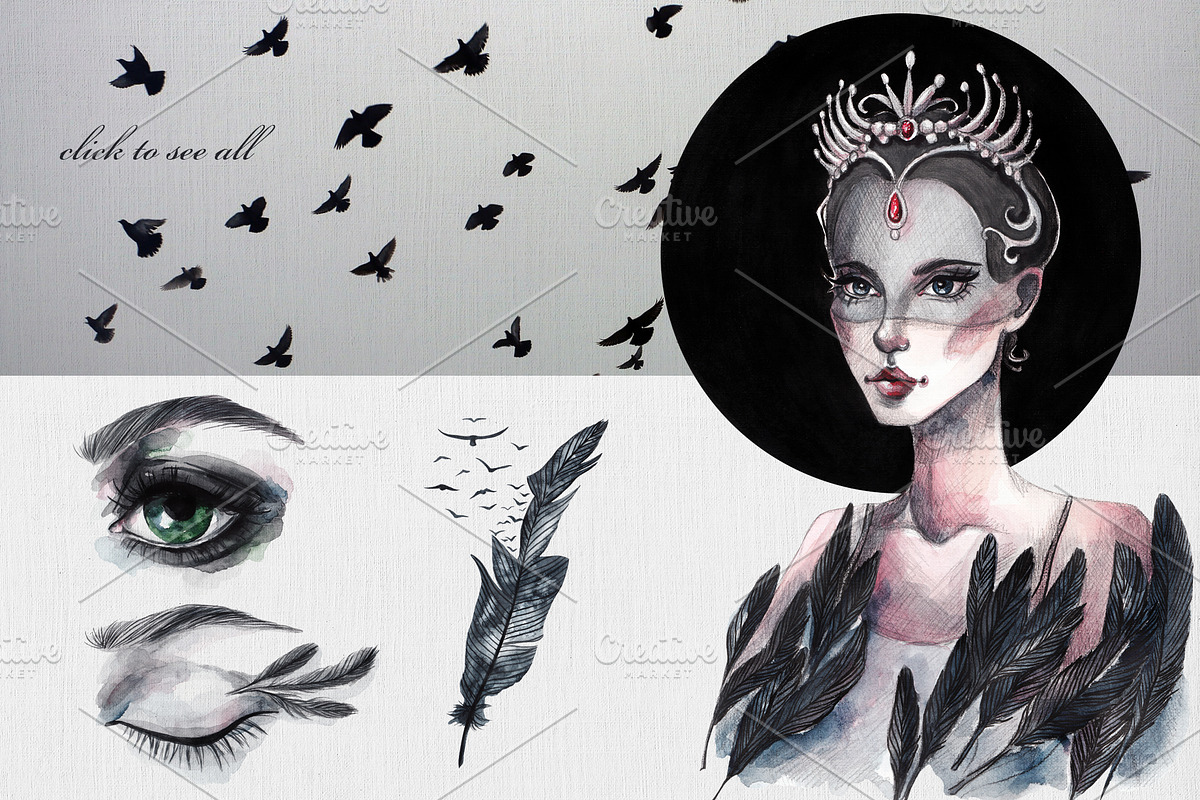 Odile. Black Swan collection, a Texture Illustration by Scarlet Heath Art (Photo 4 of 12)