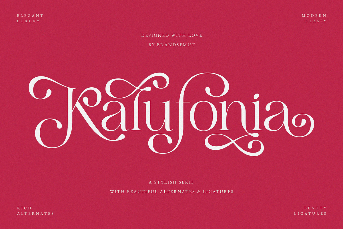 Kalufonia || Stylish Display Serif, a Serif Font by BrandSemut (Photo 1 of 14)