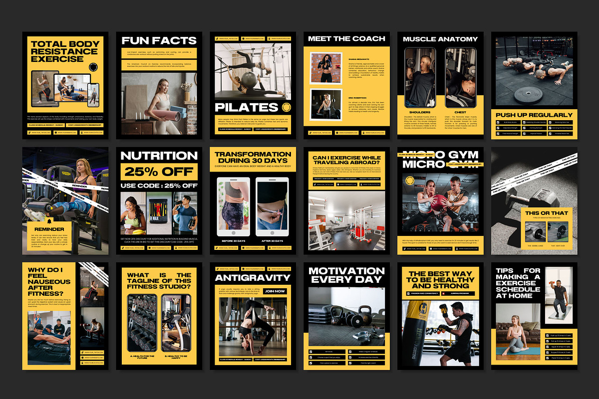 Fitness Yellow Template, a Social Media Template by Kalubuak (Photo 5 of 10)
