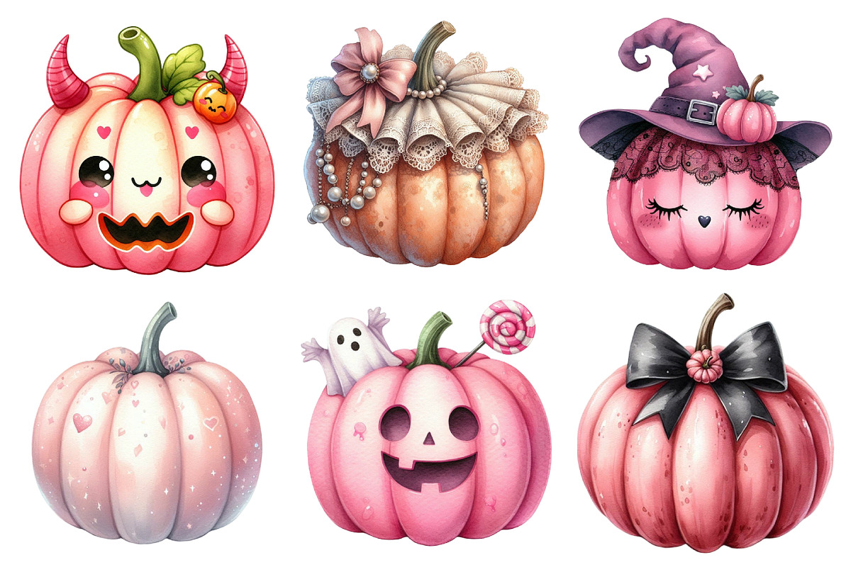 Pink Halloween Pumpkin Clipart, an Illustration by Daily.Designs (Photo 5 of 5)