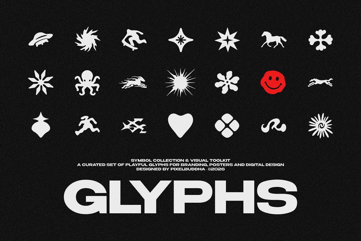 GLYPHS: 35 Retro Symbols, an Object Graphic by pixelbuddha.net (Photo 1 of 5)