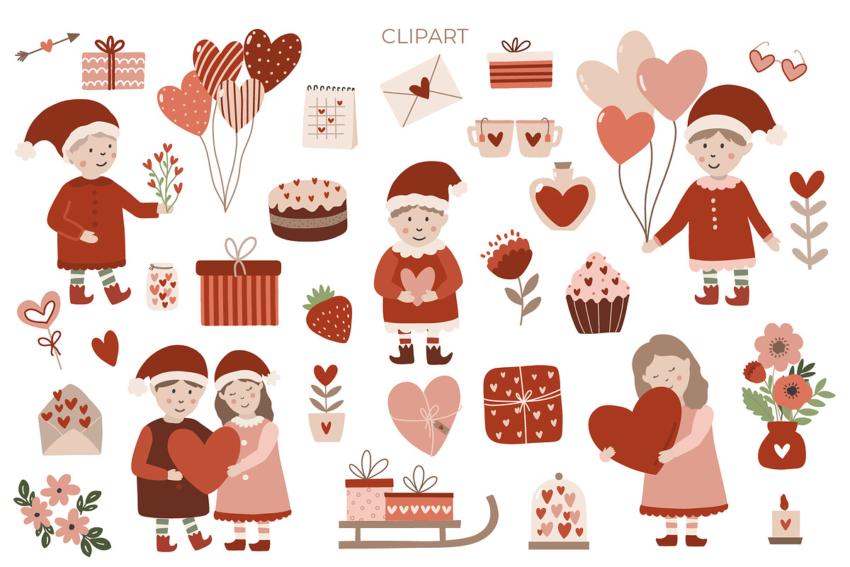 Valentines Day clipart & pattern, an Object Graphic by Cozy pattern shop (Photo 3 of 7)
