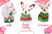 Christmas Watercolor Dogs 2019, an Animal Illustration by Miracles Everywhere (Thumbnail 3 of 7)