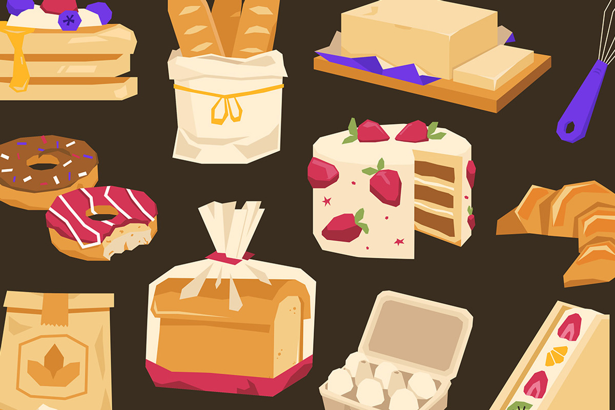 Geometric Bakery Elements Set, an Object Graphic by Gumico Studio. (Photo 3 of 3)