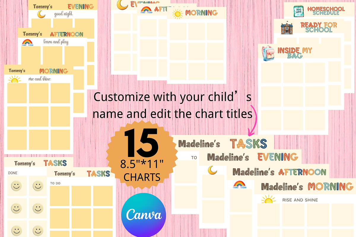 Editable Kids Daily Routine Cards, a Card Template by LA Design (Photo 4 of 10)