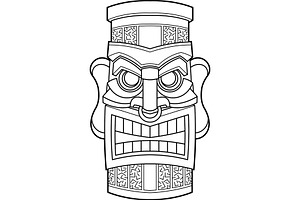 Black And White Warrior Tiki Mask, an Illustration by HitToon