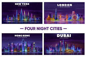Night cities skyline. Dubai
