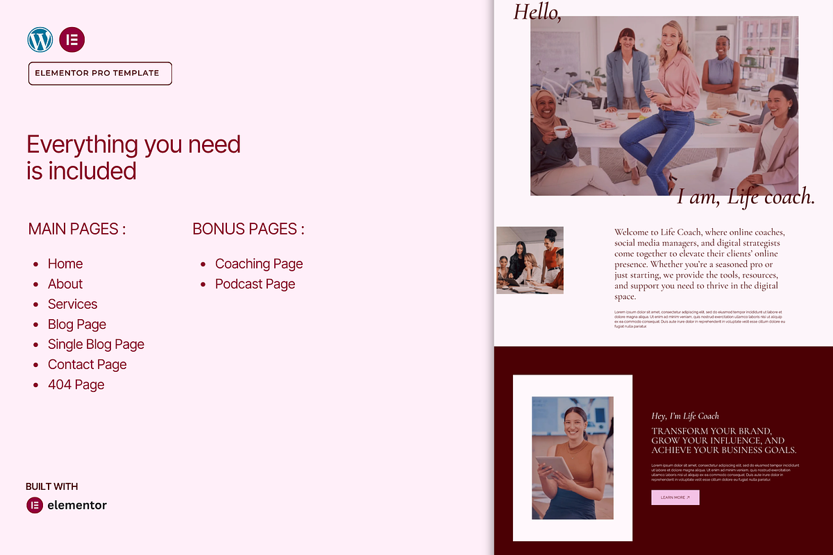 Feminine Coaching Website Template, a WordPress Template by Web Template Market (Photo 2 of 9)