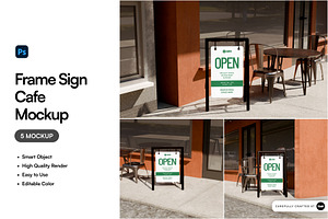 Frame Sign Cafe Mockup