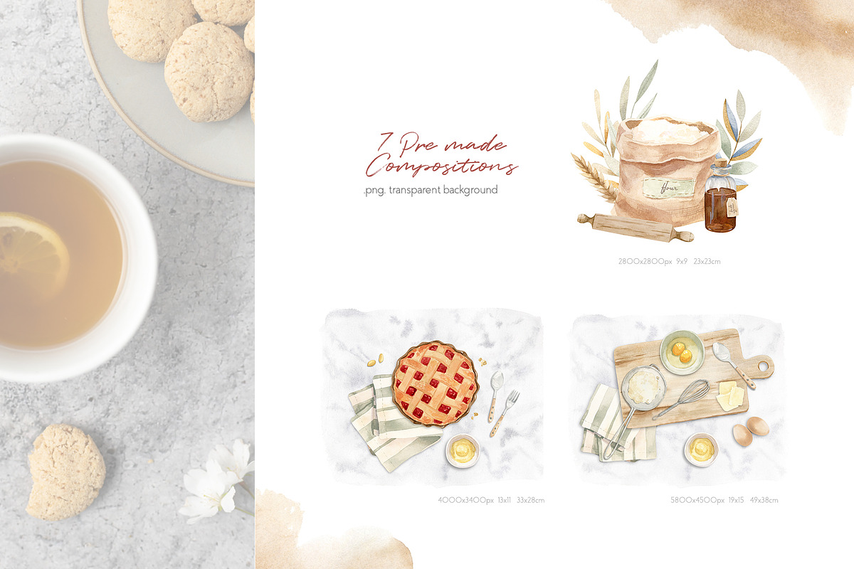Baking at home - watercolor clipart, an Illustration by Julia M. Watercolor (Photo 8 of 12)