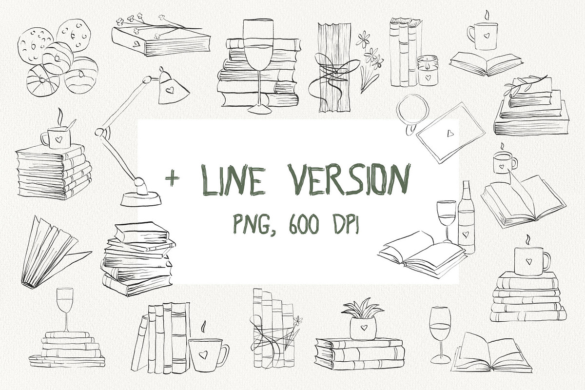BOOK LOVER SET AND A BONUS, an Illustration by YULIYA MART DESIGN (Photo 3 of 10)