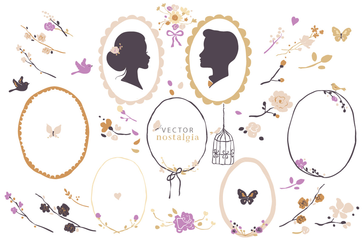 Vector Silhouette & Frames Clip Art, an Illustration by RhianAwni