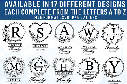 Floral Alphabet Monogram Letter SVG