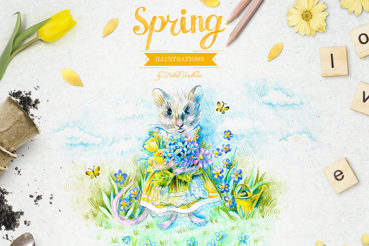 Cute Victorian mice illustrations, a Background Graphic by Art by Lady Natali (Photo 5 of 18)