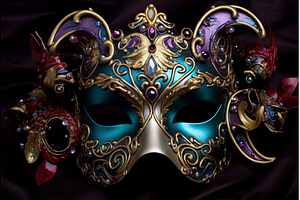 Colorful Mardi gras mask. Generate, a Holiday Photo by Ylivdesign