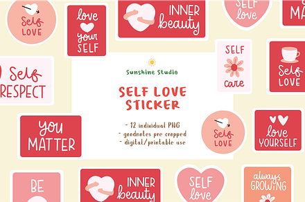 Self Love Digital Stiker | PNG