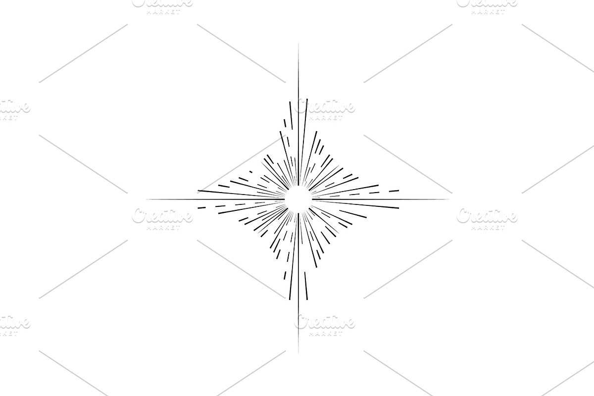 Retro Sunburst Signs Thin Line Icon, an Outline Icon by Bigmouse_art (Photo 13 of 14)