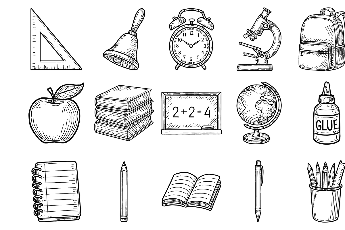 Classroom Essentials Set, an Object Graphic by nikagraphic